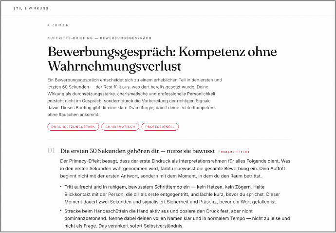 wirkung.studio – Auftritts-Briefing